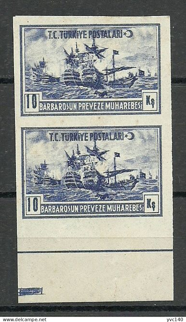 Turkey; 1941 395th Anniv. Of Barbaros Hayrettin's Death 10 K. "Imperf. ERROR" Essay - Unused Stamps