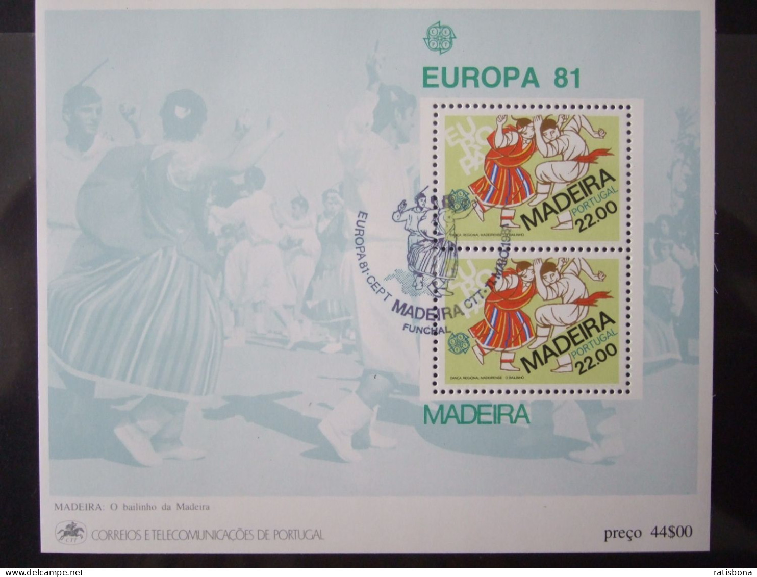 Briefmarkenblock: EUROPA 81, Portugal, Madeira, Ersttagsstempel - 1981