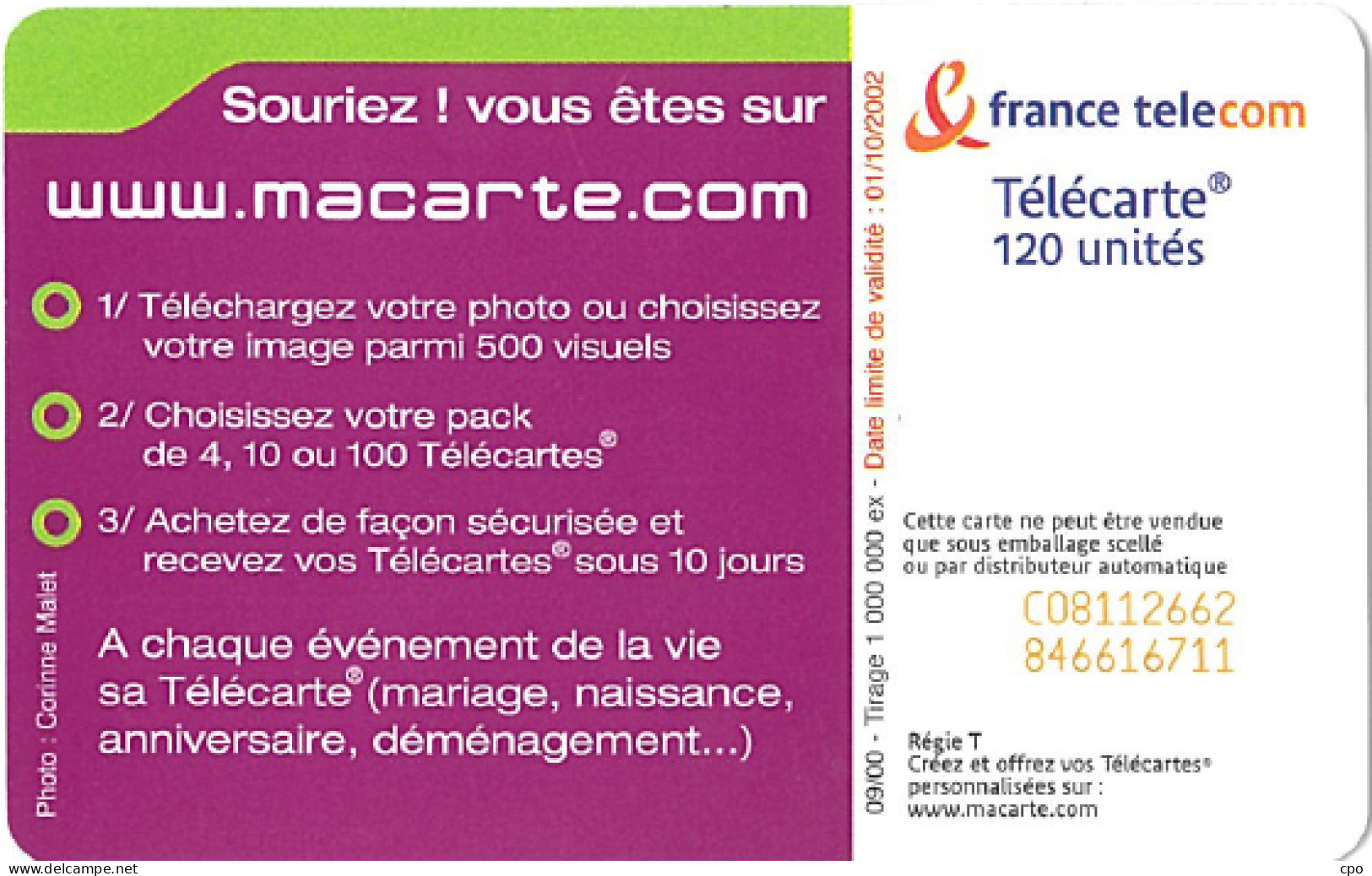 # France 1068  WWW . MACARTE . COM 120u Sc7 09.00 Tres Bon Etat - 2000