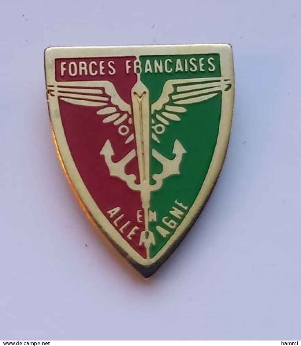 PP44 Pin's Armée Militaire Forces Françaises En Allemagne Ancre Marine Parachute Achat Immédiat - Army