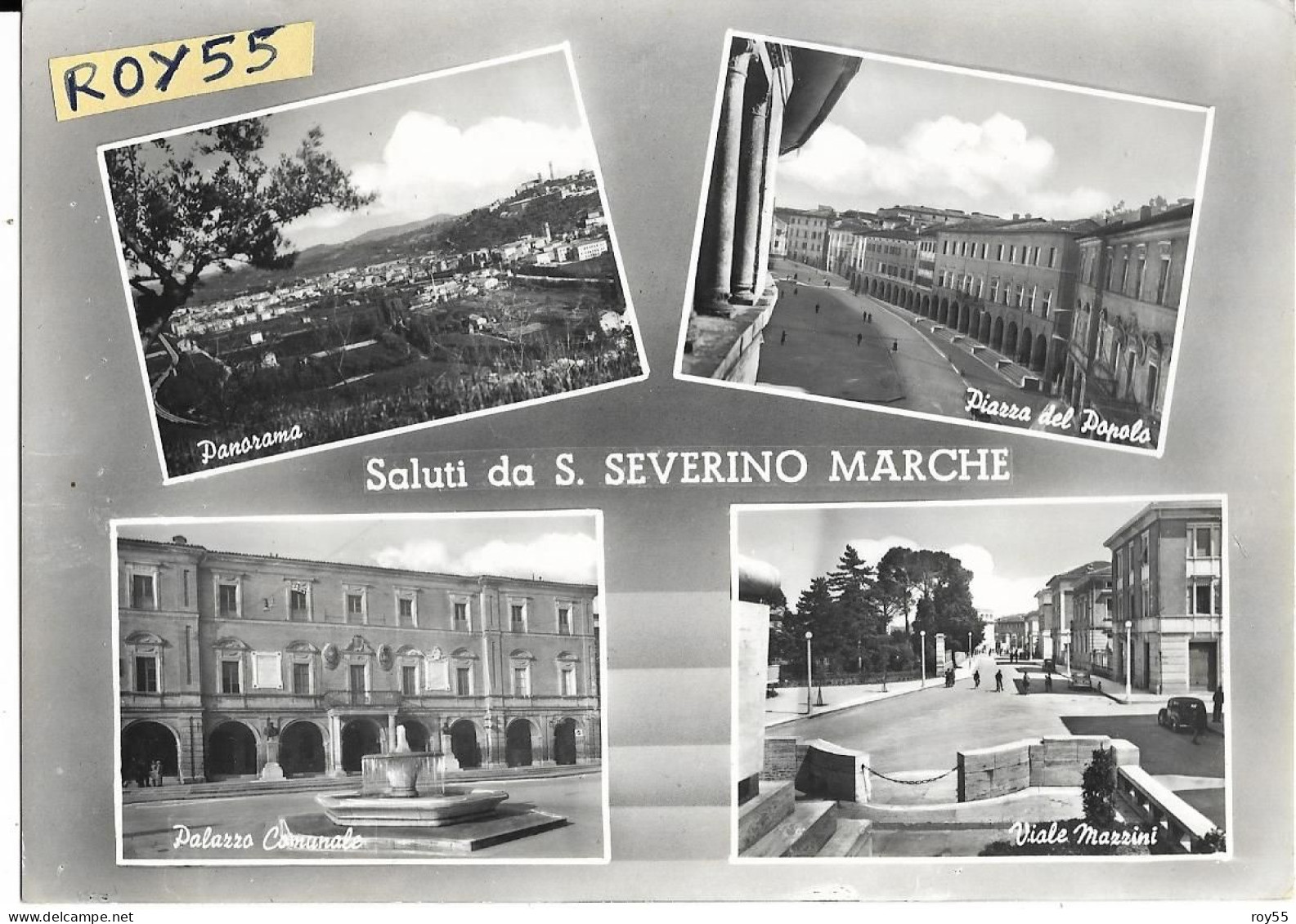 Marche-s.severino Marche Saluti Da San Severino Vedute Vedutine Piazza Del Popolo Palazzo Comune Viale Mazzini Panorama - Other & Unclassified