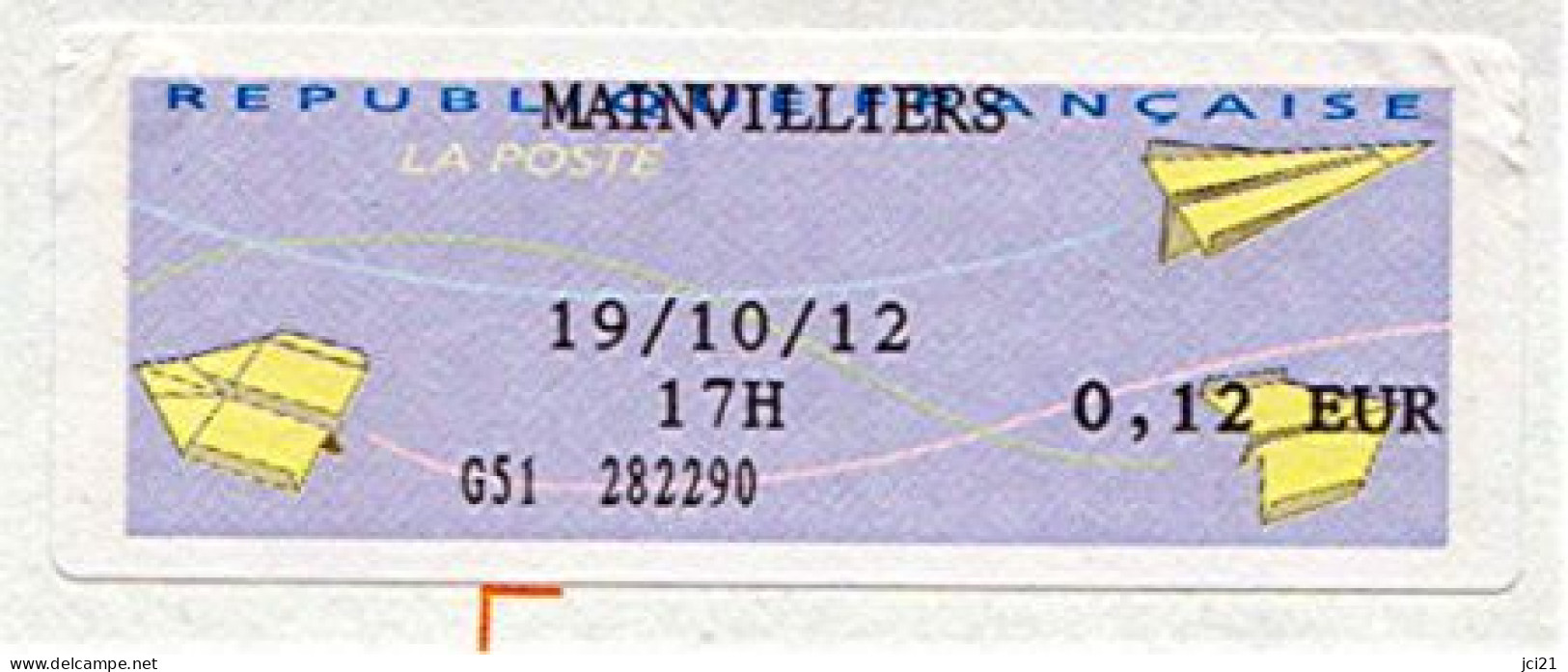 VIGNETTE ETIQUETTE DE GUICHET SUR FRAGMENT - " MAINVILLIERS " (_E454) - 2000 « Avions En Papier »