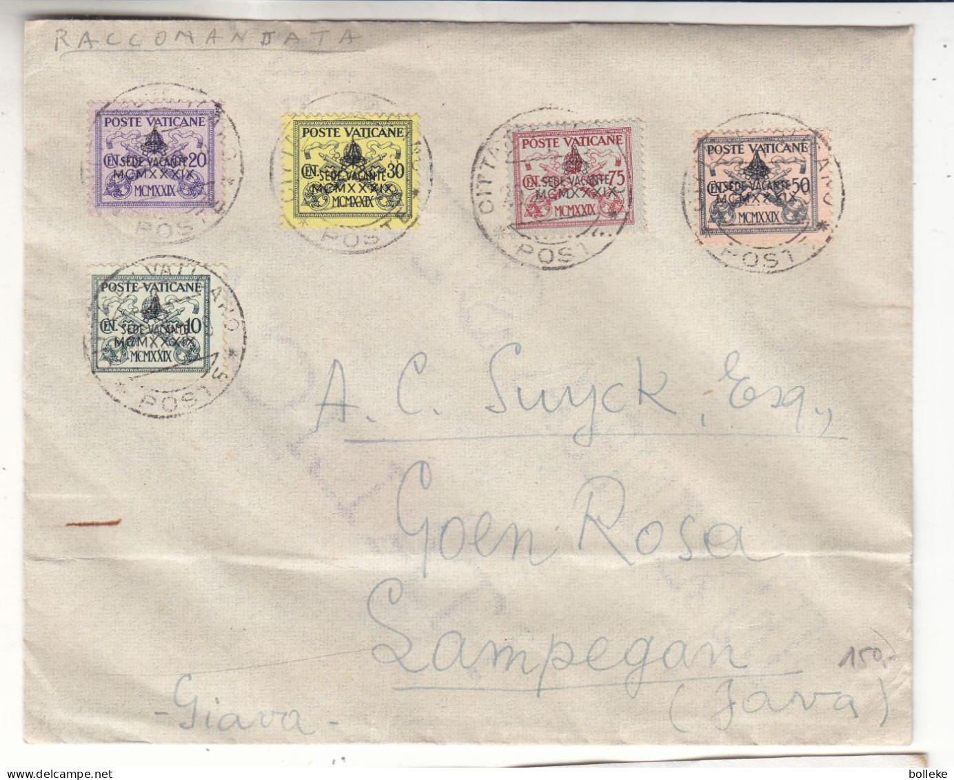 Vatican - Lettre De 1939 ? - GF - Oblit Citta Del Vaticano - Exp Vers Sampegan - Storia Postale