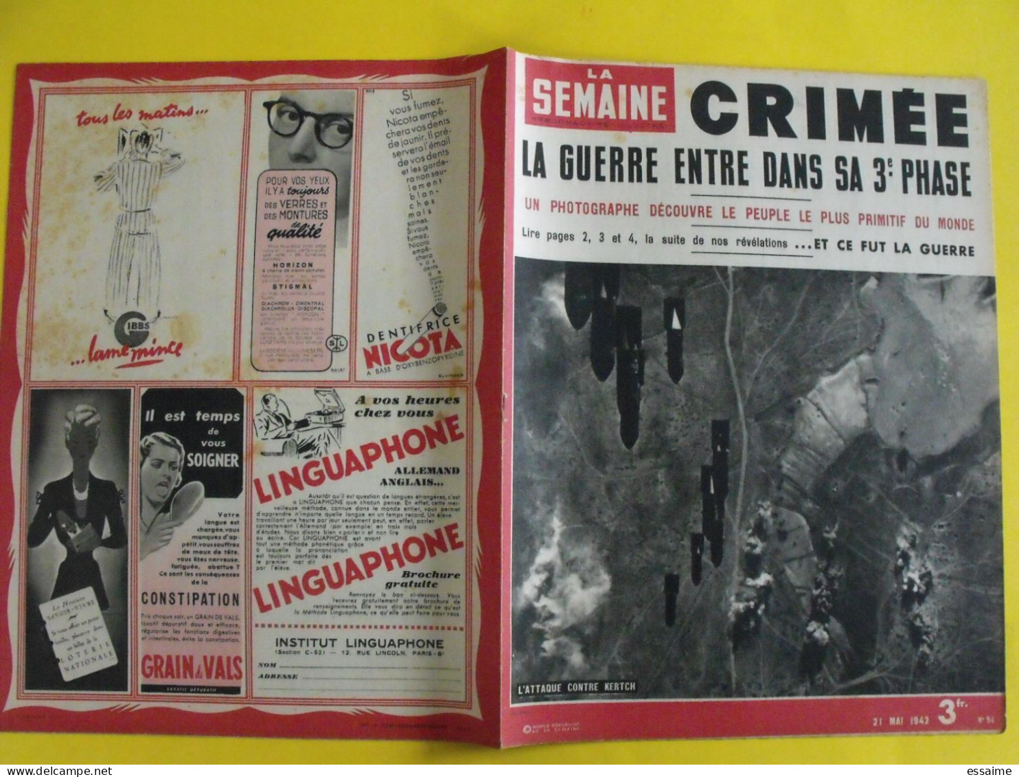 6 revues La semaine de 1942. actualités guerre photos collaboration madagascar jean marais pétain chine crimée inde