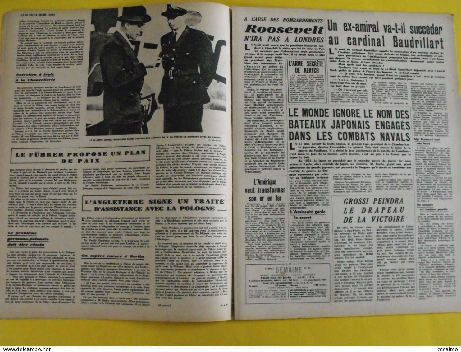 6 revues La semaine de 1942. actualités guerre photos collaboration madagascar jean marais pétain chine crimée inde