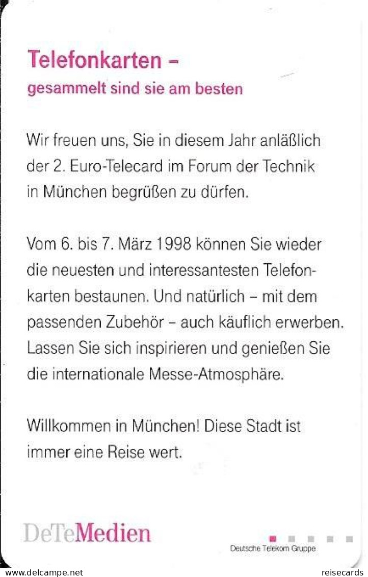 Germany: O 050 01.98 2. Euro-Telecard, Forum Der Technik München 1998. Mint - O-Series: Kundenserie Vom Sammlerservice Ausgeschlossen