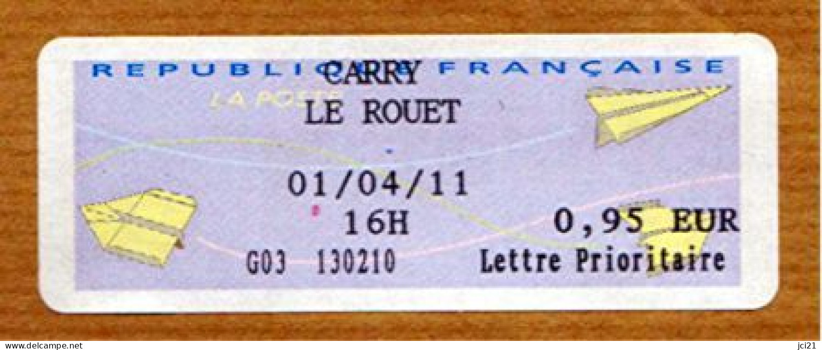 VIGNETTE ETIQUETTE DE GUICHET SUR FRAGMENT - CARRY LE ROUET _E461 - 2000 « Avions En Papier »