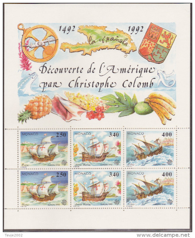 Monaco 1992 - Mi.Nr. Block 55 - Postfrisch MNH - Europa CEPT Columbus Kolumbus Schiffe Ships - 1992