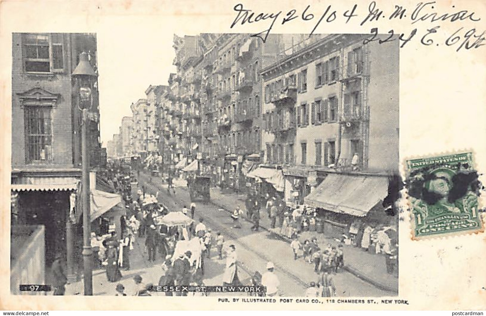JUDAICA - Usa - NEW YORK CITY - Essex St., Jewish Quarter - Publ. Illustrated Post Card Co. 97 - Judaika, Judentum