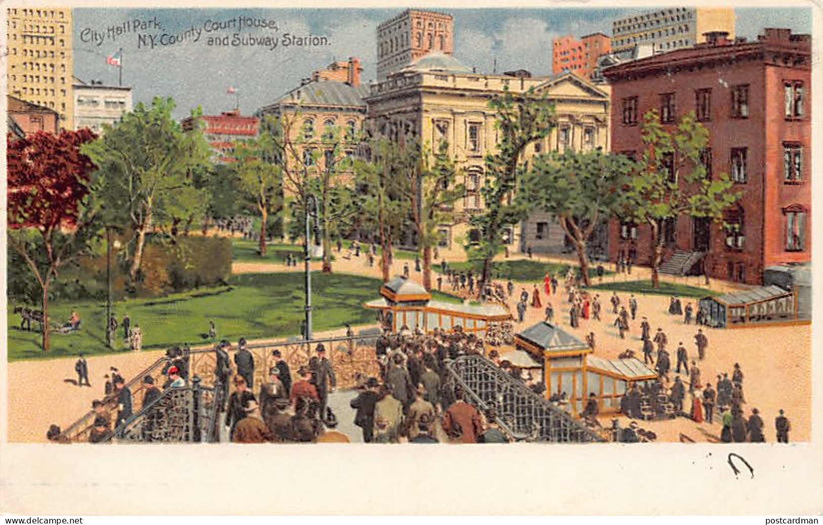 Usa - NEW YORK CITY - City Hall Park, N.Y. County Court House And Subway Station - LITHO - Publ. J. Koehler 1505 - Manhattan