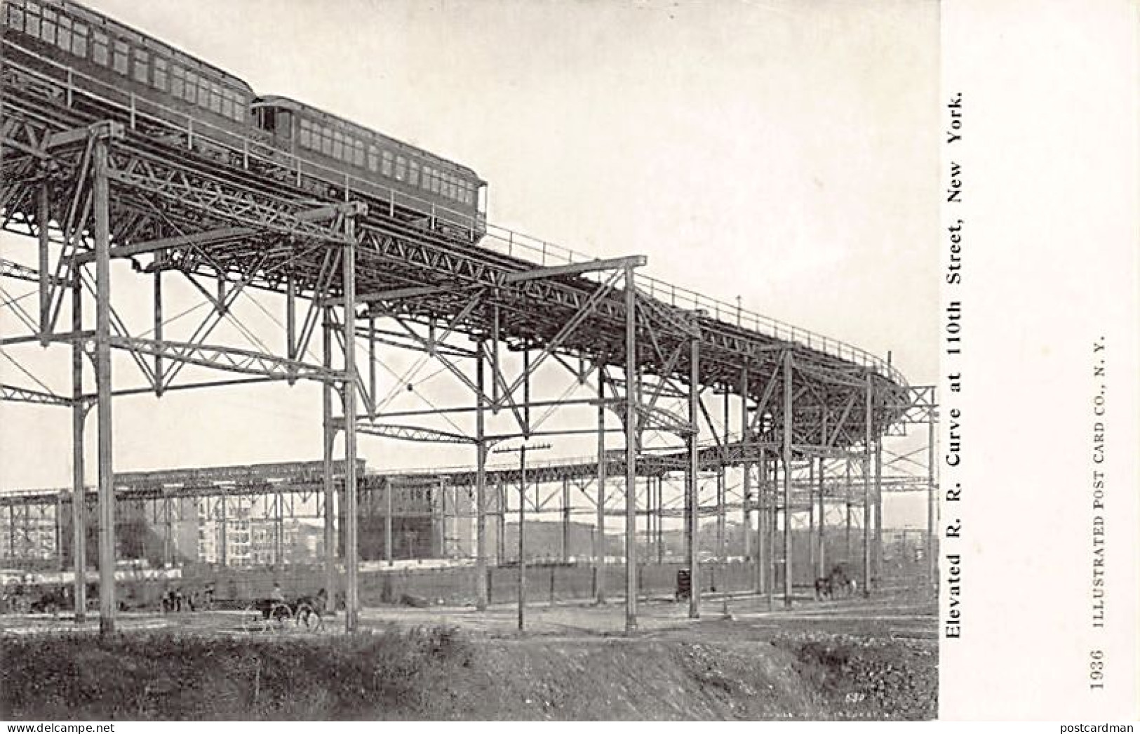 Usa - NEW YORK CITY - Elevated Railroad Curve At 110th Street - Publ. Illustrated Post Card Co. 1936 - Manhattan