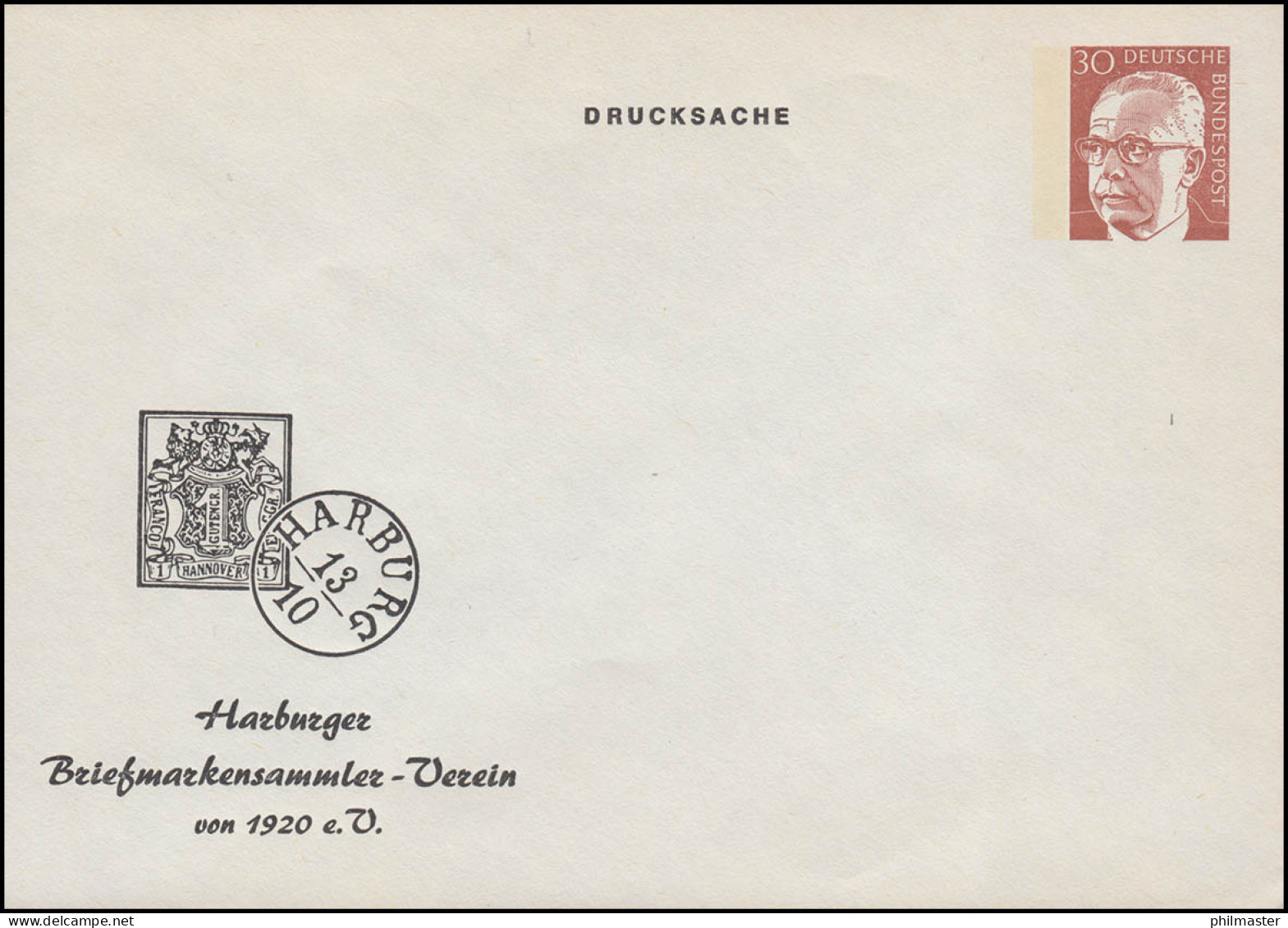 PU 52/6 Harburger Einkreisstempel, Heinemann 30 Pf. Braunrot, Ungebraucht ** - Private Covers - Mint