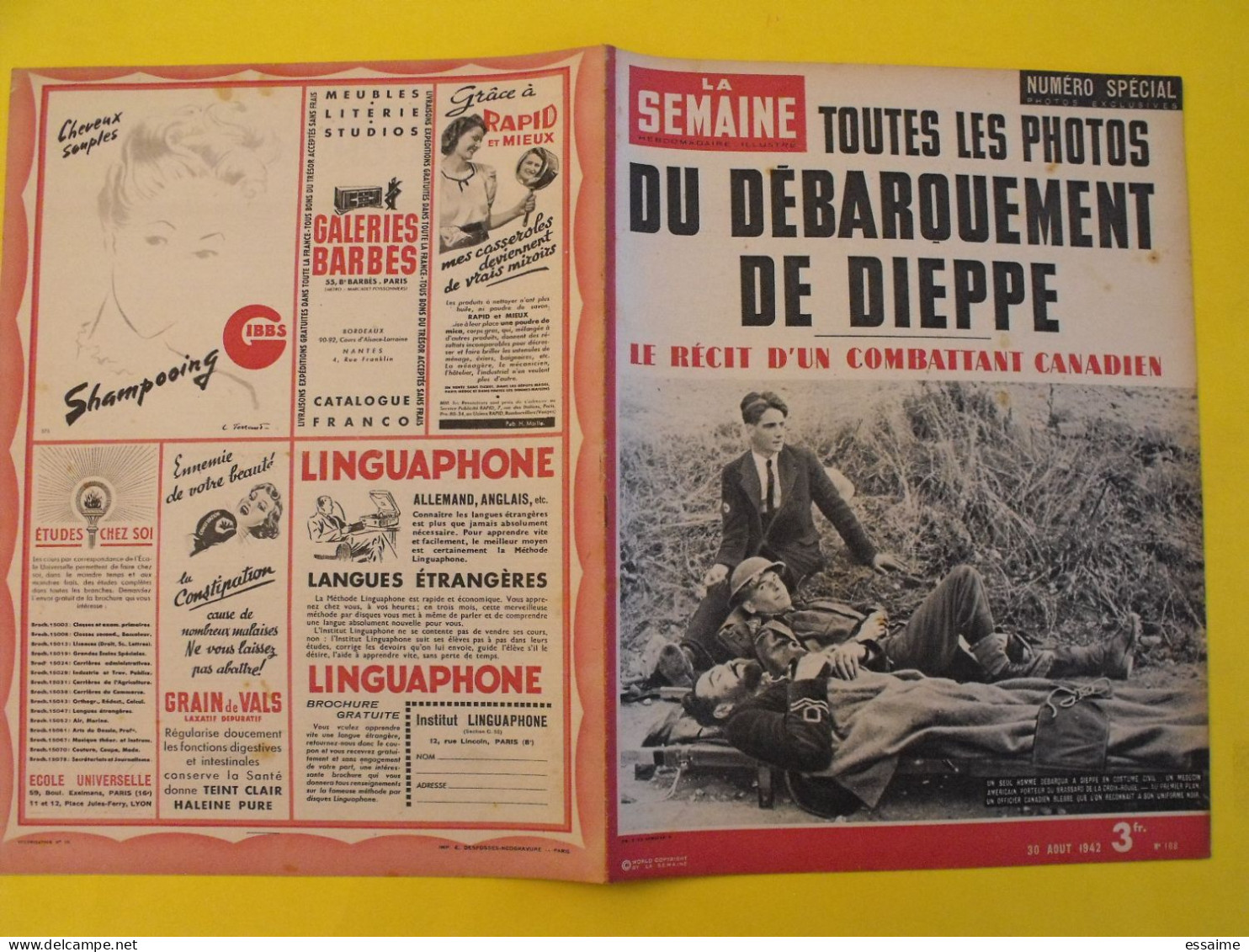 6 revues La semaine de 1942. actualités guerre photos collaboration sebastopol micheline presle dieppe libye