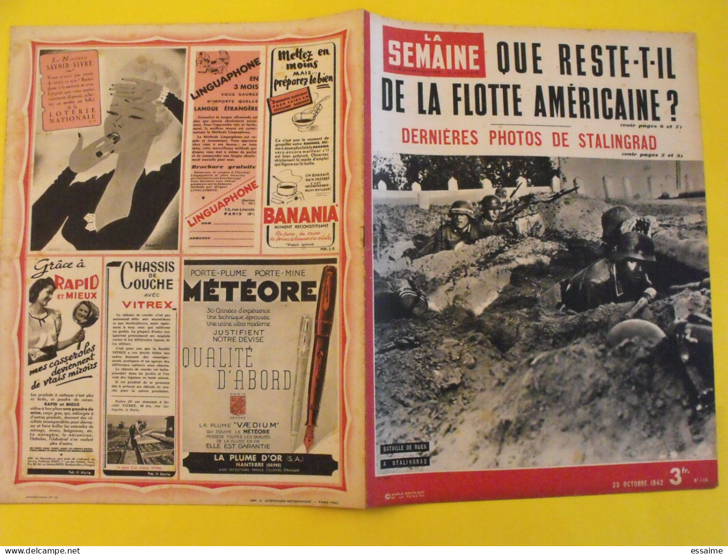 6 revues La semaine de 1942. actualités guerre photos collaboration stalingrad dakar josseline gael tobrouk moscou