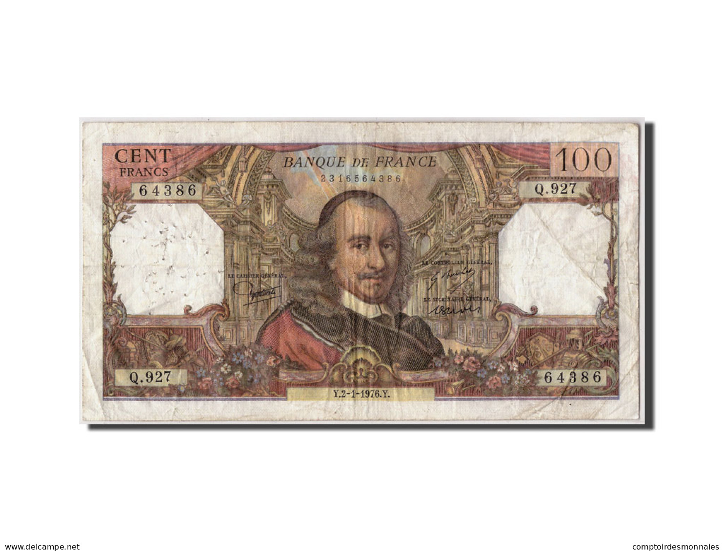 Billet, France, 100 Francs, 100 F 1964-1979 ''Corneille'', 1976, 1976-01-02, TB - 100 F 1964-1979 ''Corneille''