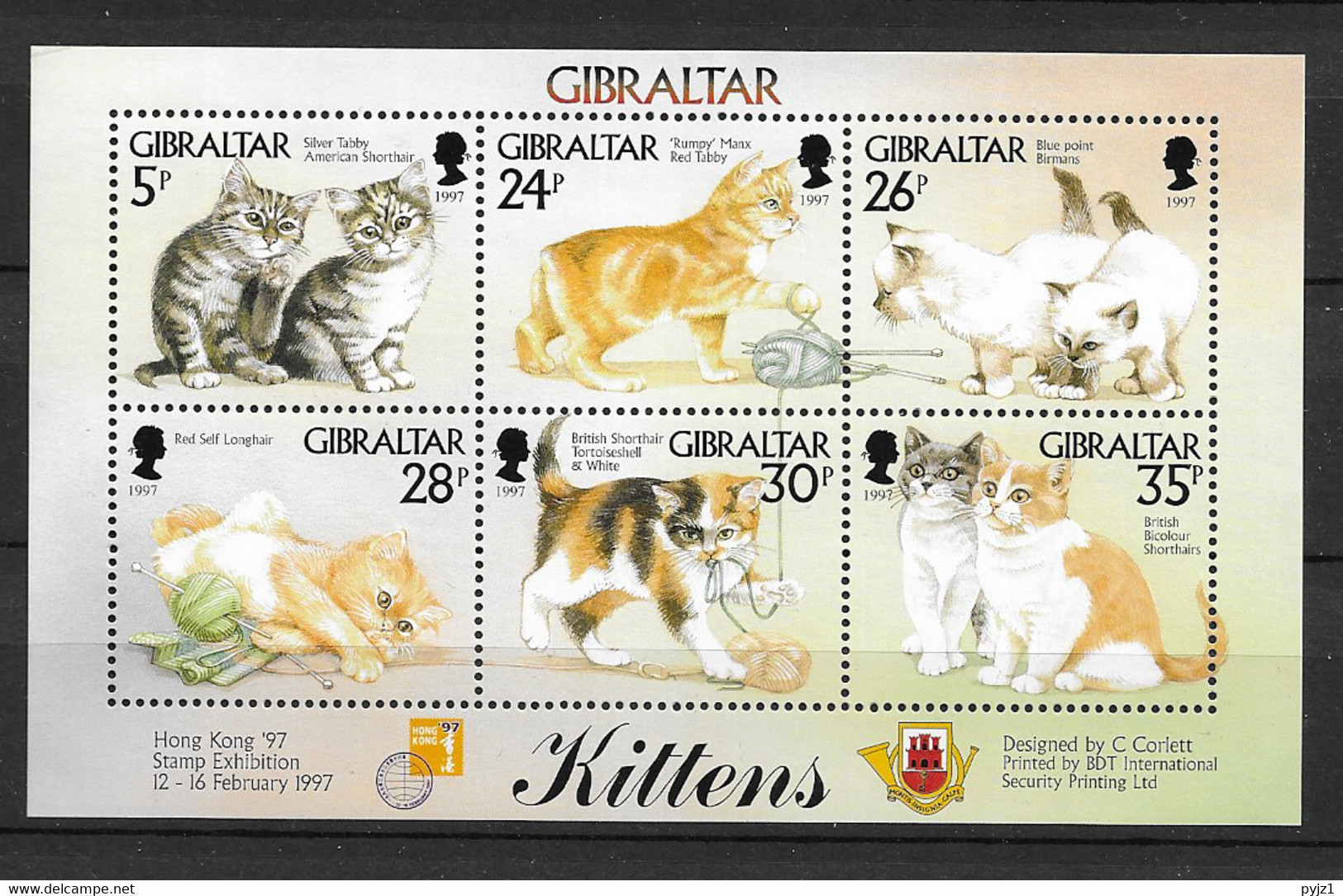 1997 MNH Gibraltar 787-92 - Chats Domestiques
