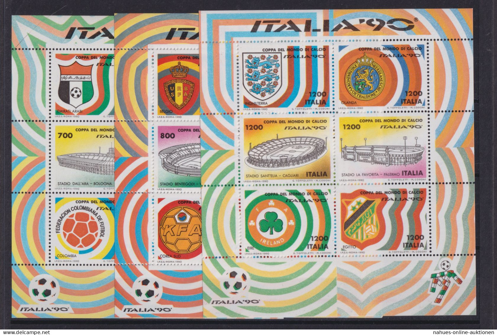 Sport Fußball Weltmeisterschaft Italien Set 6 Blöcke 3-8 Luxus Postfrisch 1990 - Usati
