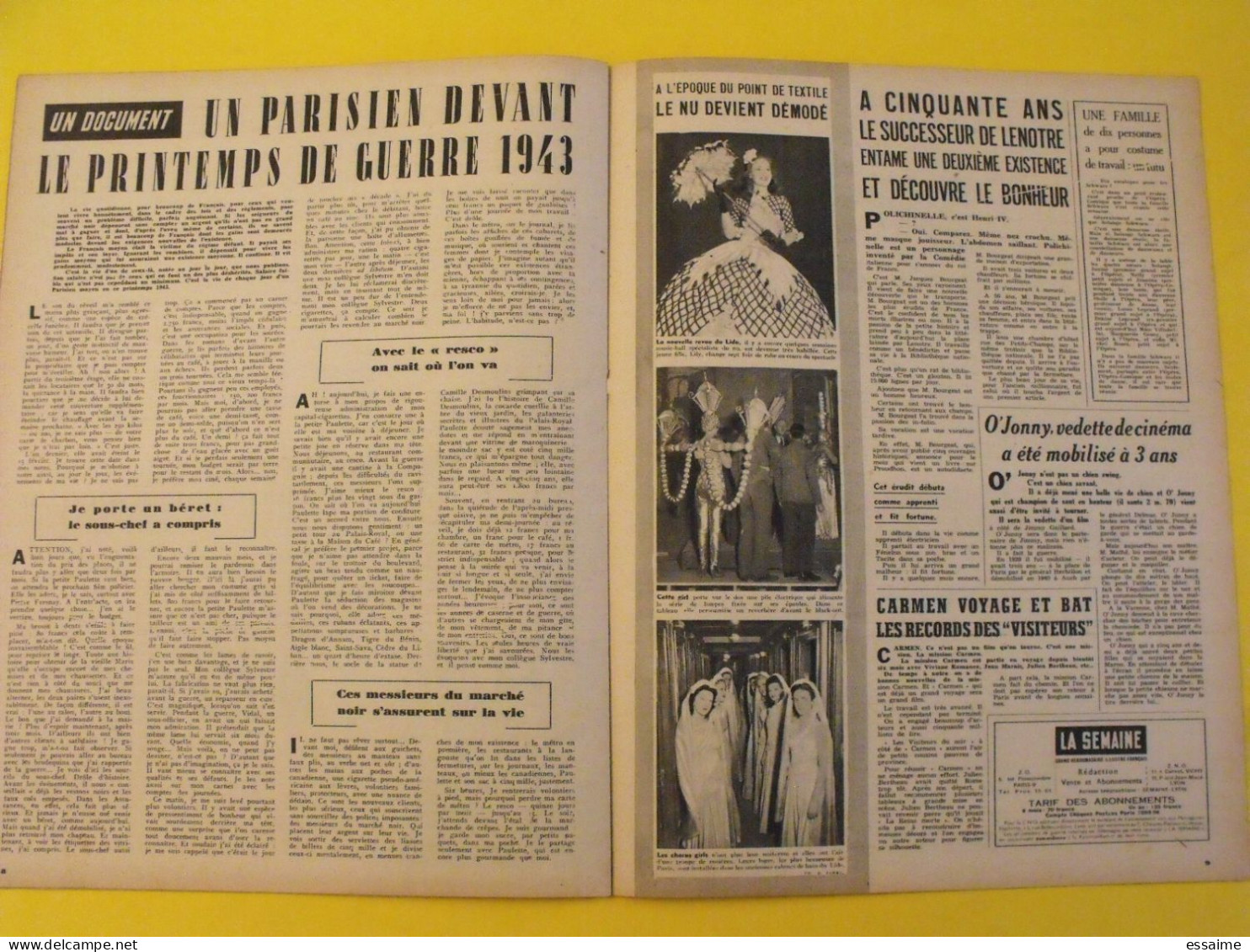 6 revues La semaine de 1943. actualités guerre photos collaboration moscou edwige feuillère stalingrad andré claveau