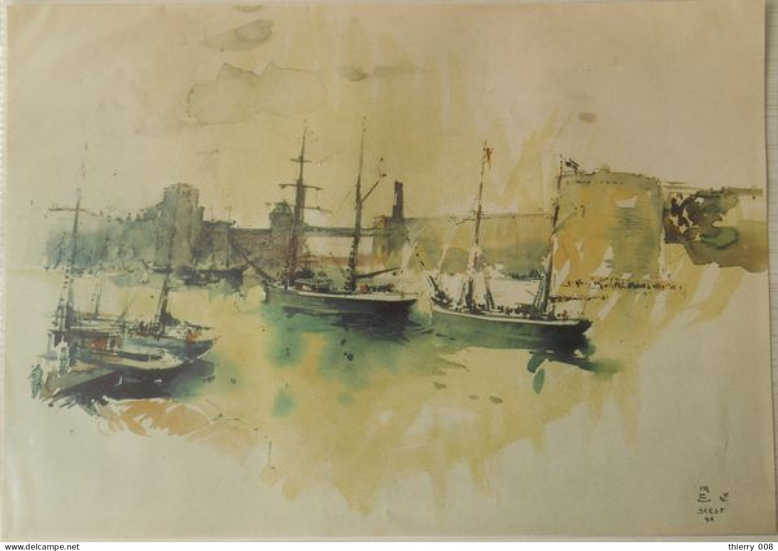 Dos De Couverture Magazine COL BLEU  Peinture Des Goélettes De La Marine Nationale Aquarelle Michel Bernard - Boats