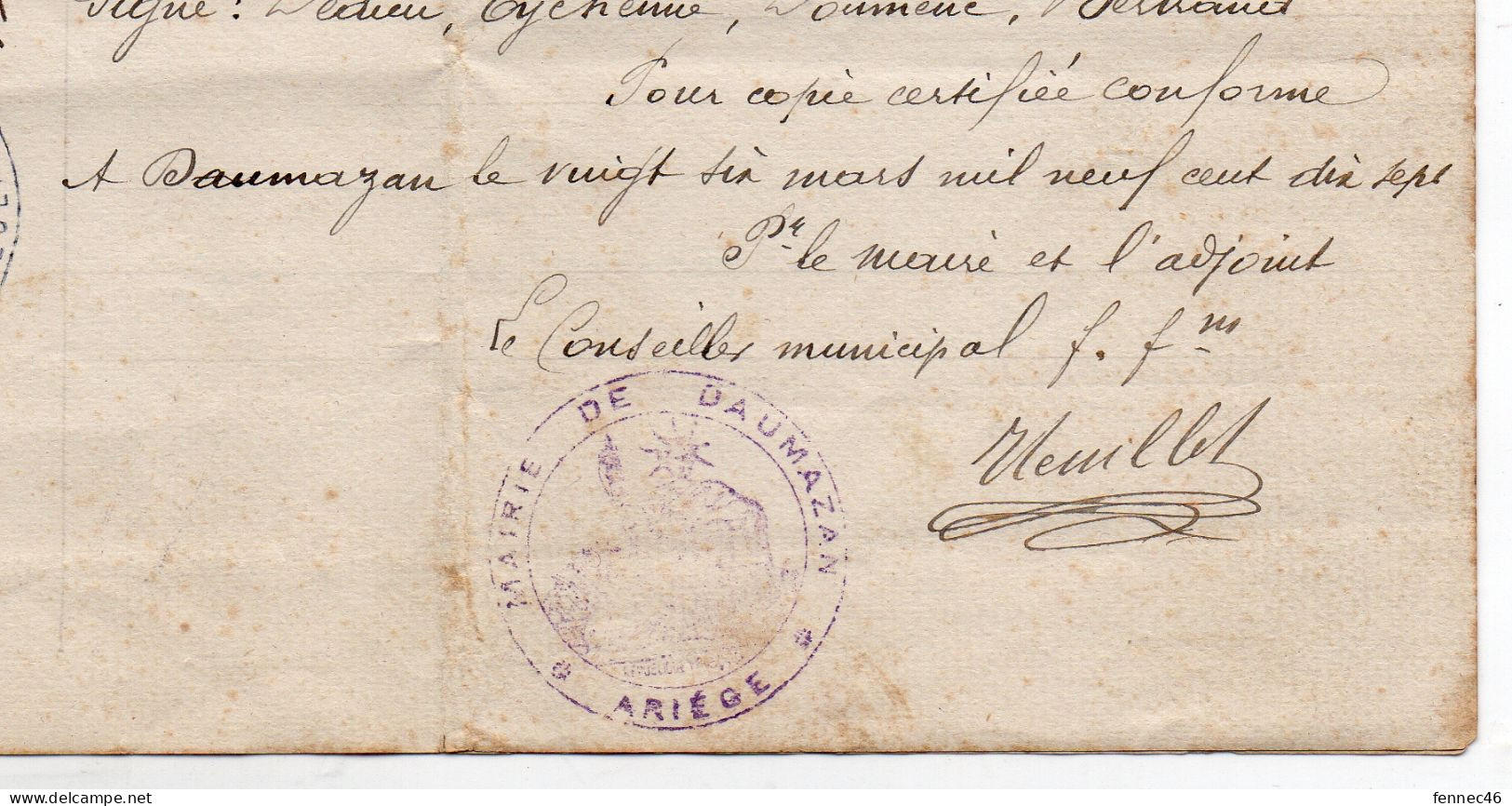 Mairie De DAUMAZAN, ARIEGE - Extrait Acte De Naissance De  Jeanne Annie Dedieu Née Le 3 Mai 1903 (Généalogie) - Manuskripte