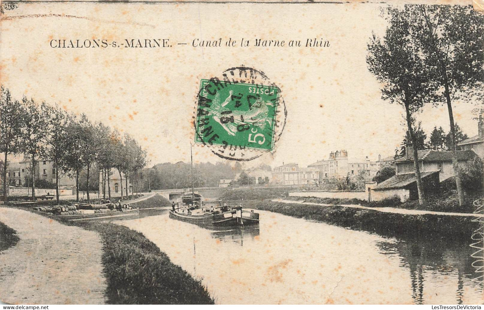 FRANCE - Chalons S Marne - Vue Sur Le Canal De La Marne Au Rhin - Bateau - Animé - Carte Postale Ancienne - Châlons-sur-Marne