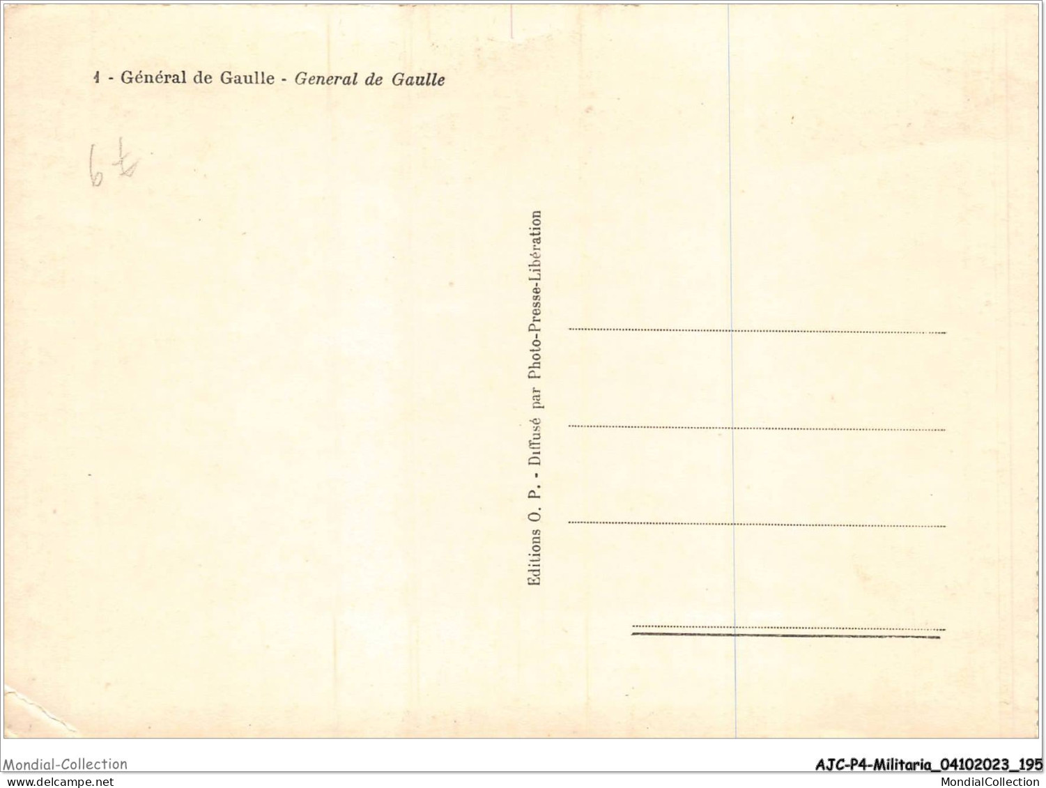 AJCP4-0413- MILITARIA - GENERAL DE GAULLE - Andere Kriege
