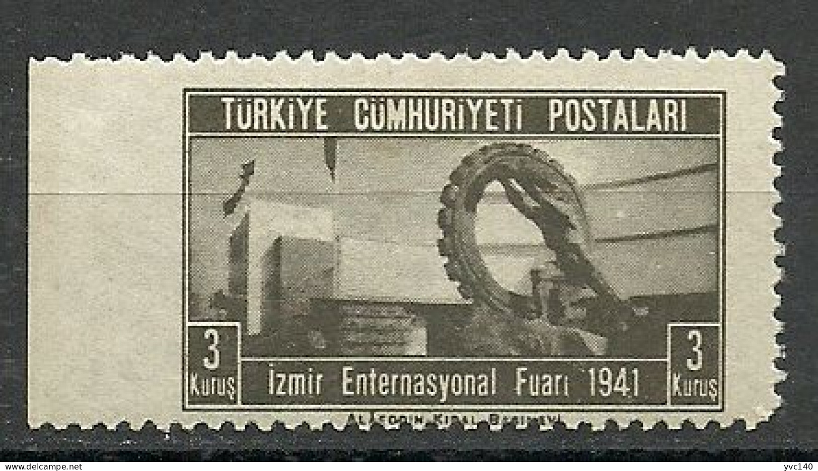 Turkey; 1941 Izmir International Fair 3 K. "Imperf. Edge ERROR" - Unused Stamps