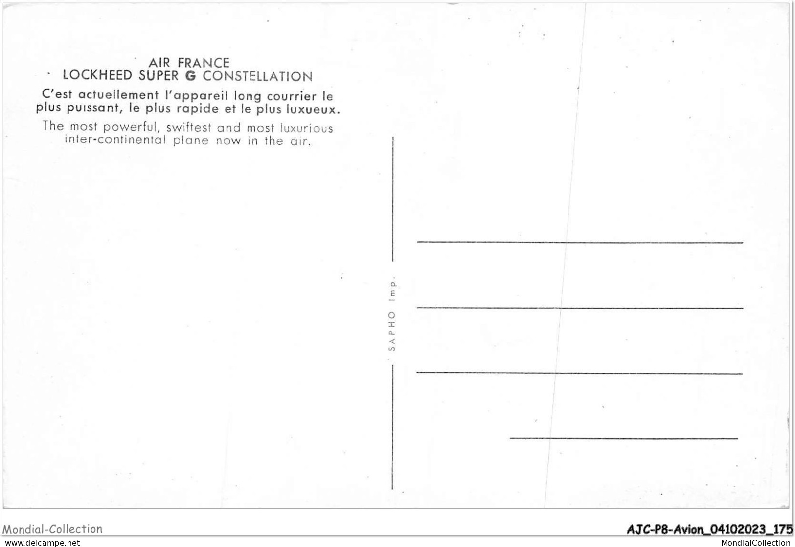 AJCP8-0817- AVION - AIR FRANCE - LOCKHEED SUPER G CONSTELLATION - 1946-....: Era Moderna