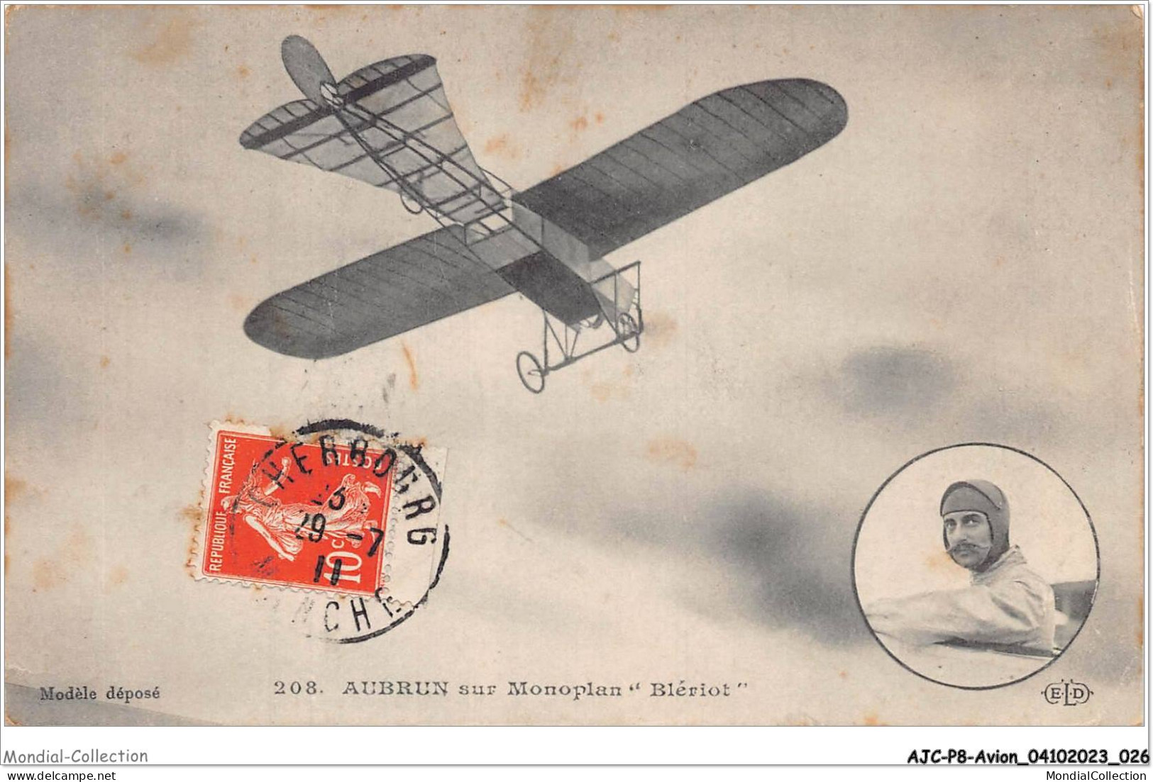 AJCP8-0743- AVION - AUBRIN SUR MONOPLAN BLERIOT - 1914-1918: 1st War