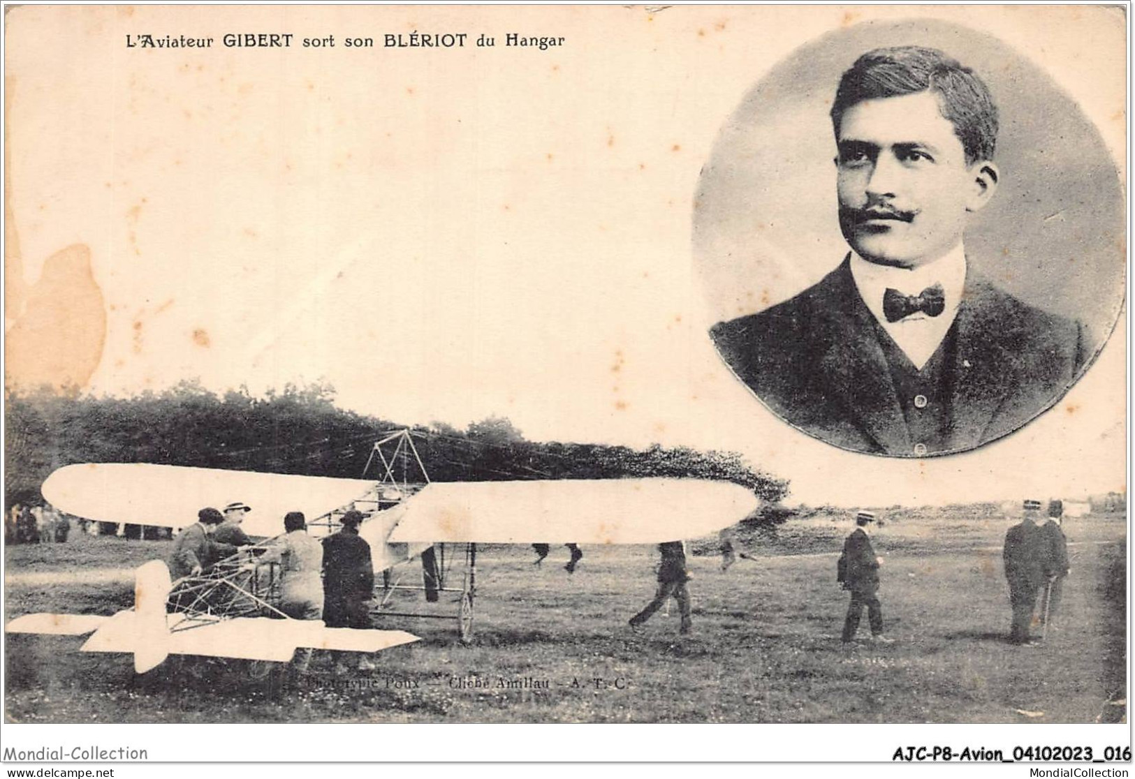 AJCP8-0738- AVION - AVIATEUR GIBERT SORT SON BLERIOT DU HANGAR - 1914-1918: 1st War