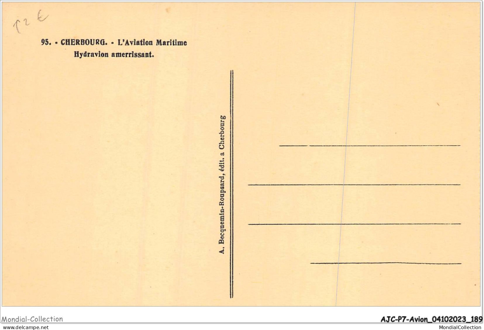AJCP7-0719- AVION - CHERBOURG - L'AVIATION MARITIME - HYDRAVION AMERRISSANT - 1914-1918: 1st War