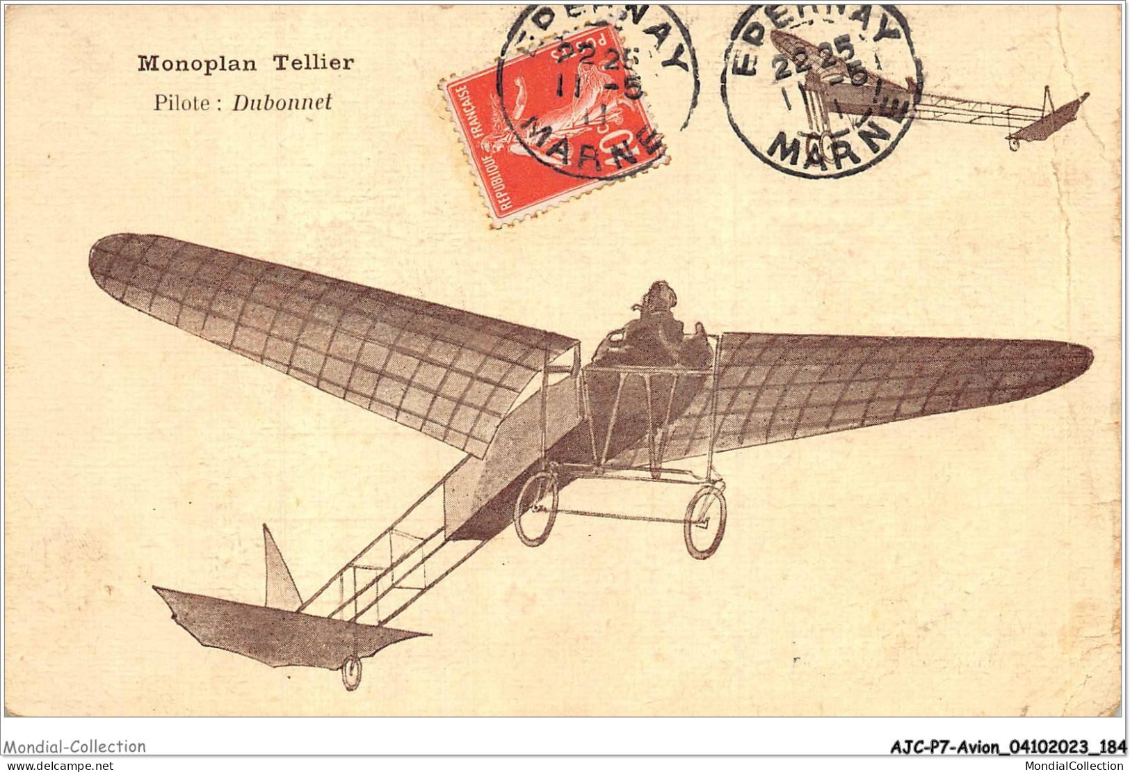 AJCP7-0717- AVION - MONOPLAN TELLIER - 1914-1918: 1. Weltkrieg