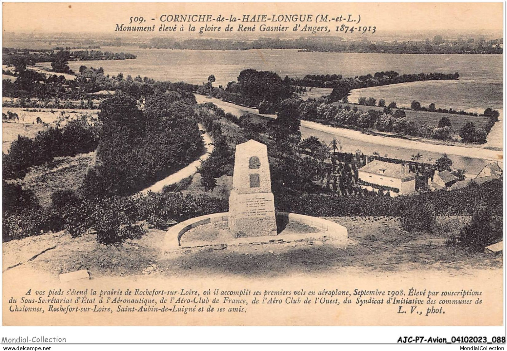 AJCP7-0669- AVION - CORNICHE-DE-LA-HAIE-LONGUE - MONUMENT ELEVE A LA GLOIRE DE RENE GASNIER D'ANGERS - 1914-1918: 1ère Guerre