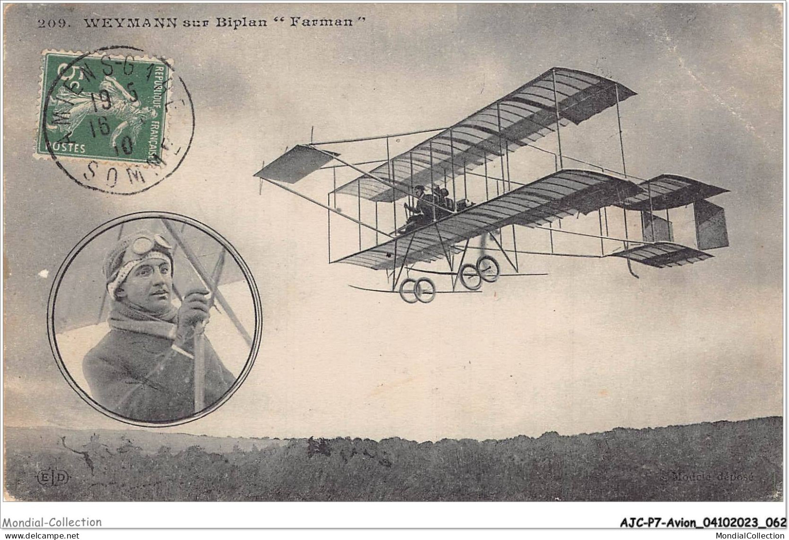 AJCP7-0656- AVION - WEYMANN SUR BIPLAN - FARMAN - 1914-1918: 1ère Guerre