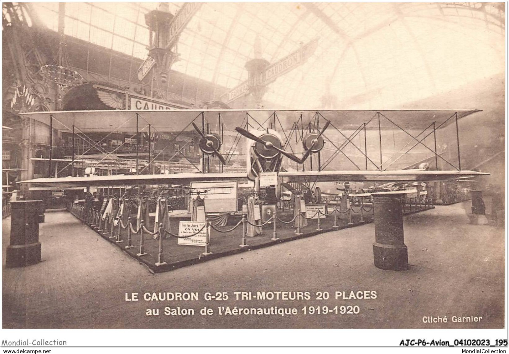 AJCP6-0621- AVION - LE CAUDRON G-25 TRI-MOTEURS 20 PLACES - AU SALON DE L'AERONAUTIQUE 1919-1920 - 1914-1918: 1. Weltkrieg