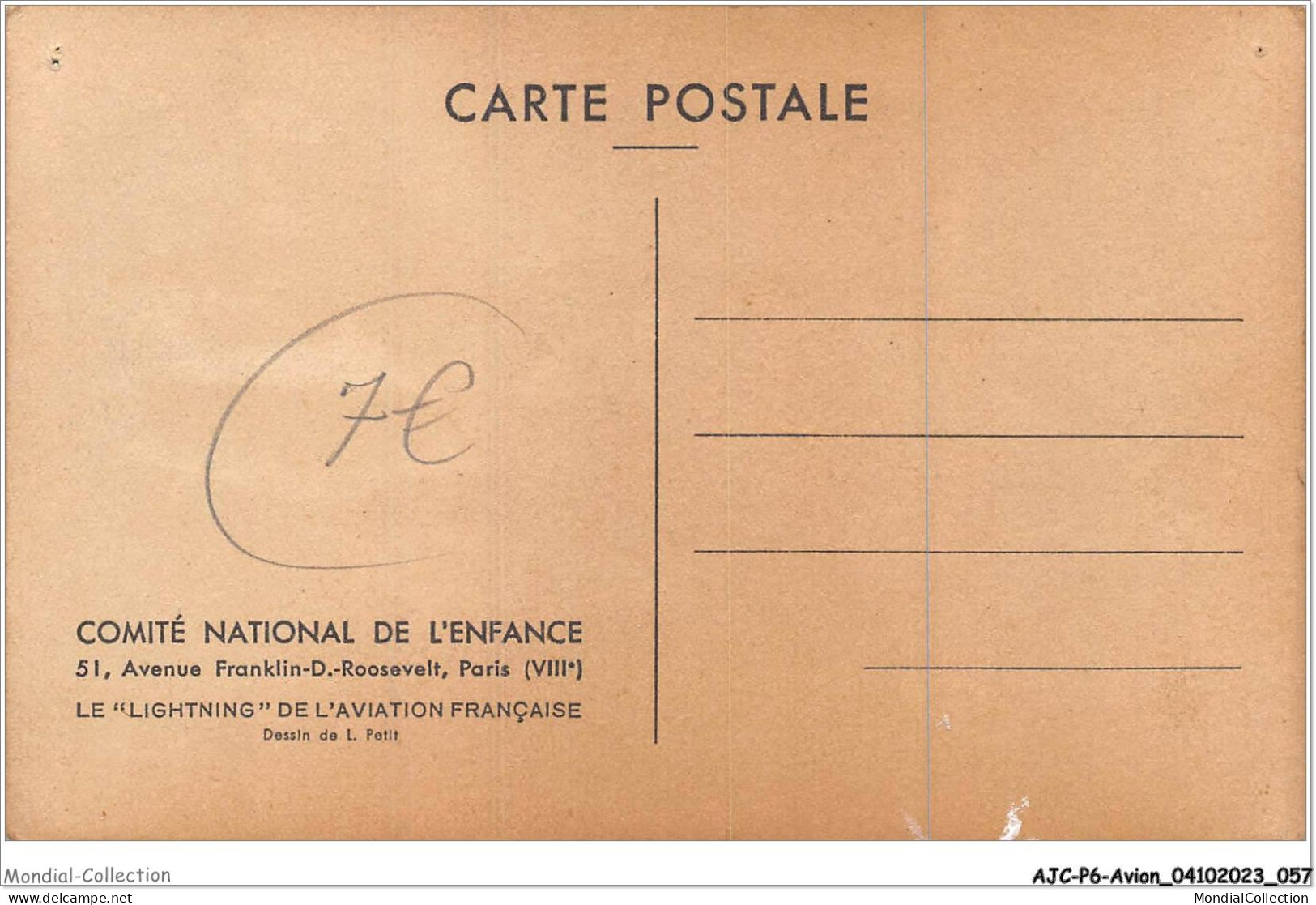 AJCP6-0552- AVION - COMITE NATIONAL DE L'ENFANCE - LE LIGHTNING DE L'AVIATION FRANCAISE - 1946-....: Era Moderna