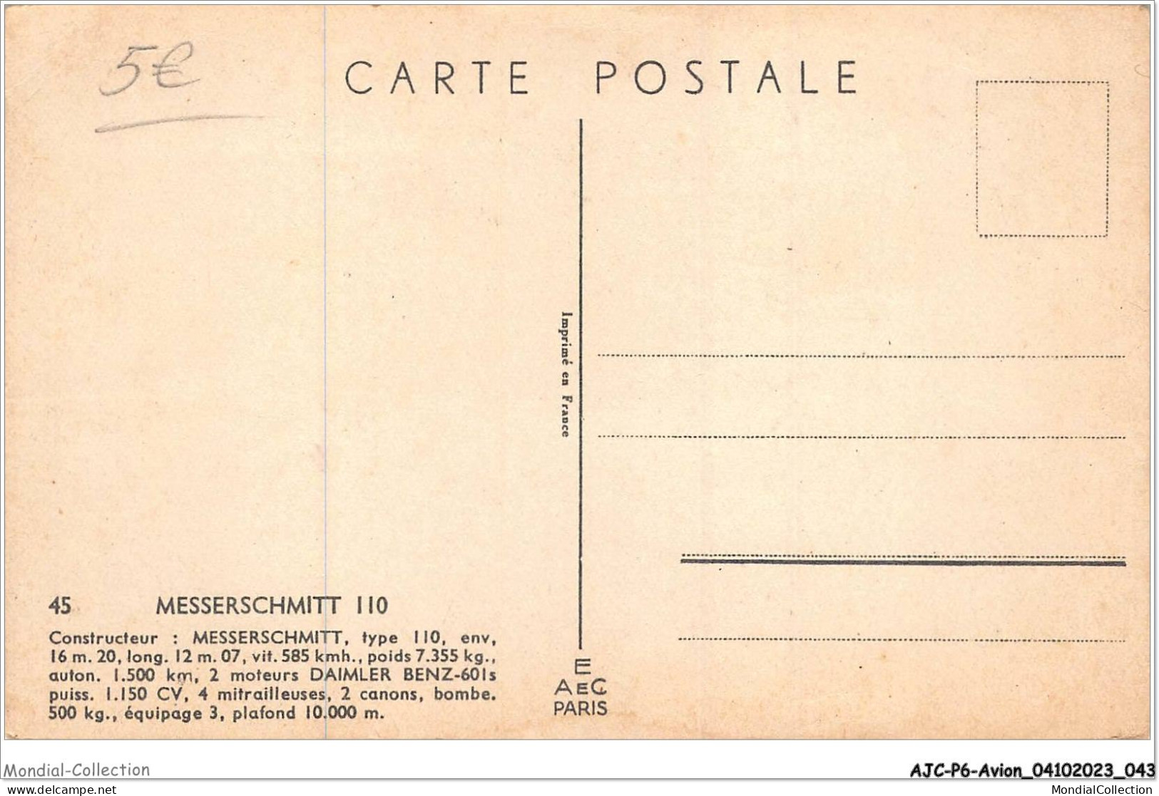 AJCP6-0545- AVION - MESSERSCHMITT 110 - 1946-....: Moderne