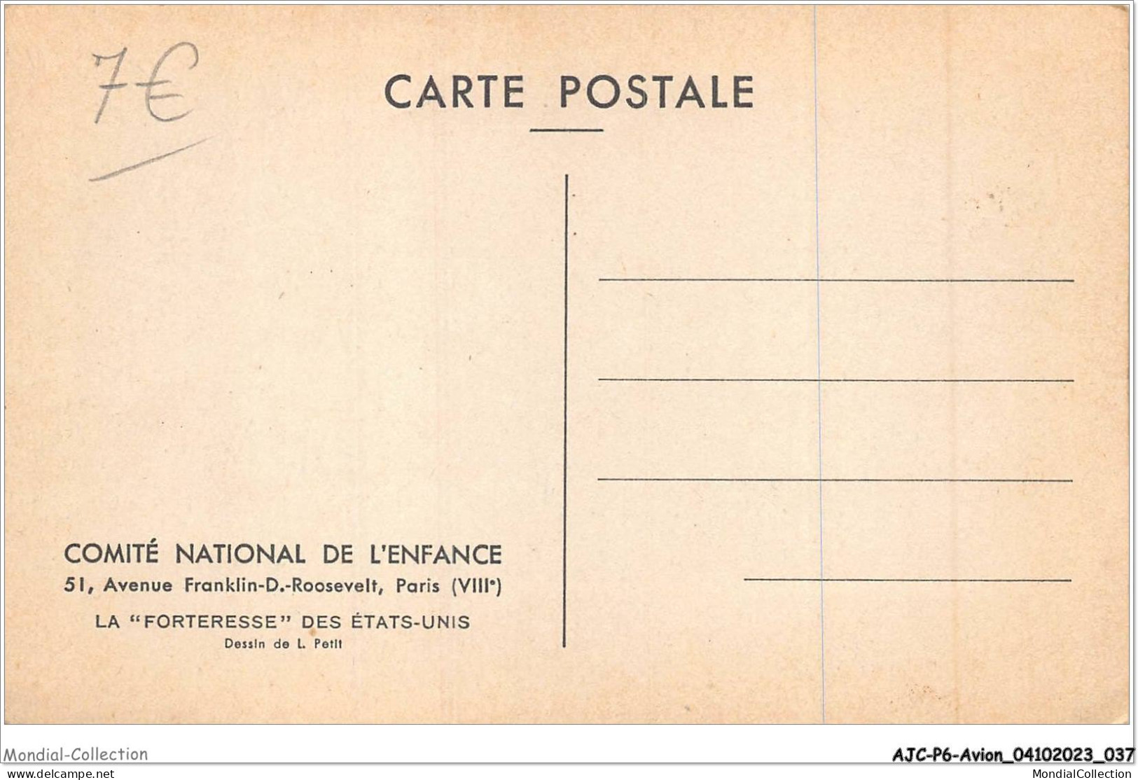 AJCP6-0542- AVION - COMITE NATIONAL DE L'ENFANCE - LA FORTERESSE DES ETATS-UNIS - 1946-....: Moderne