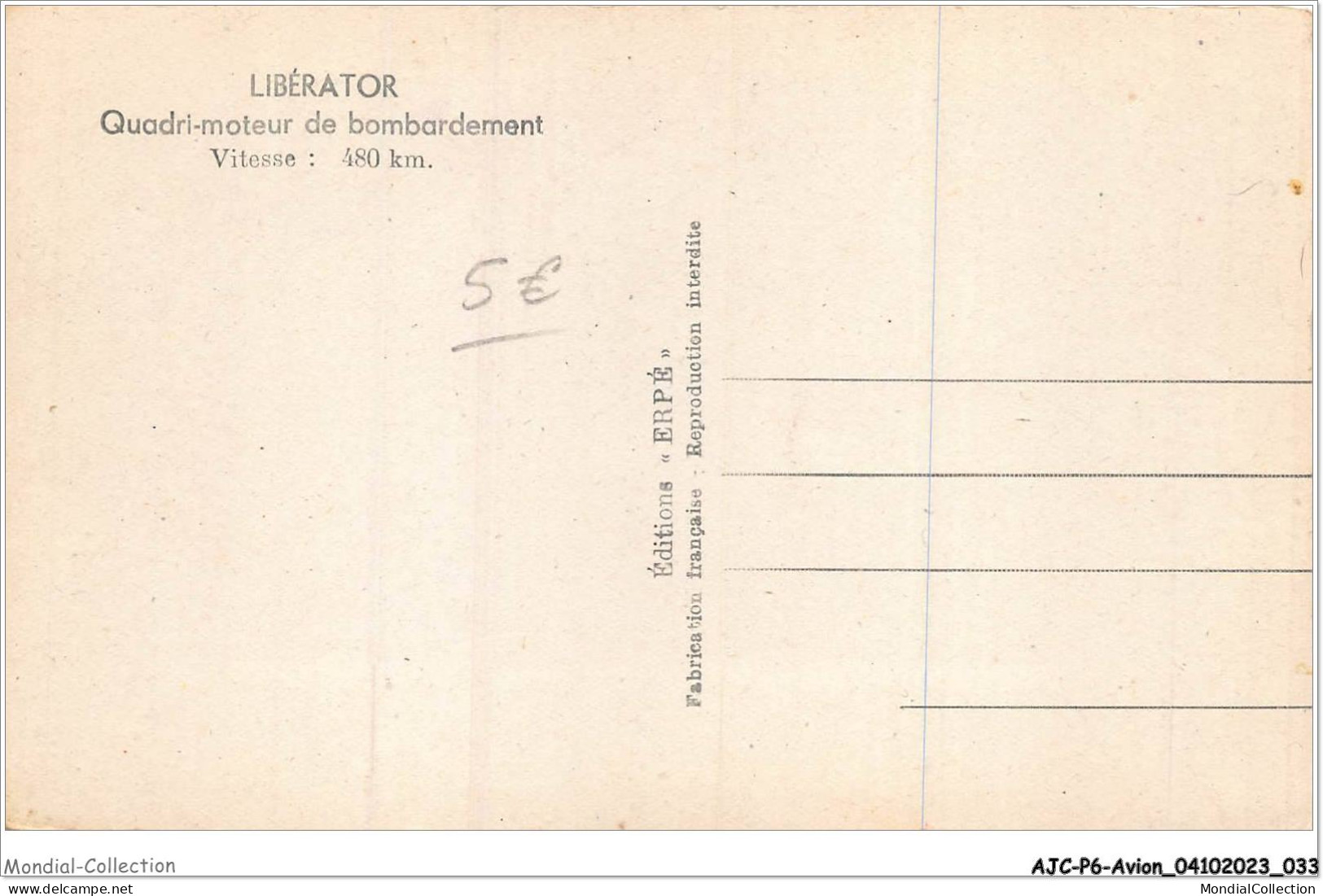 AJCP6-0540- AVION - LIBERATOR - QUADRI-MOTEUR DE BOMBARDEMENT - VITESSE - 480 KM - 1946-....: Moderne