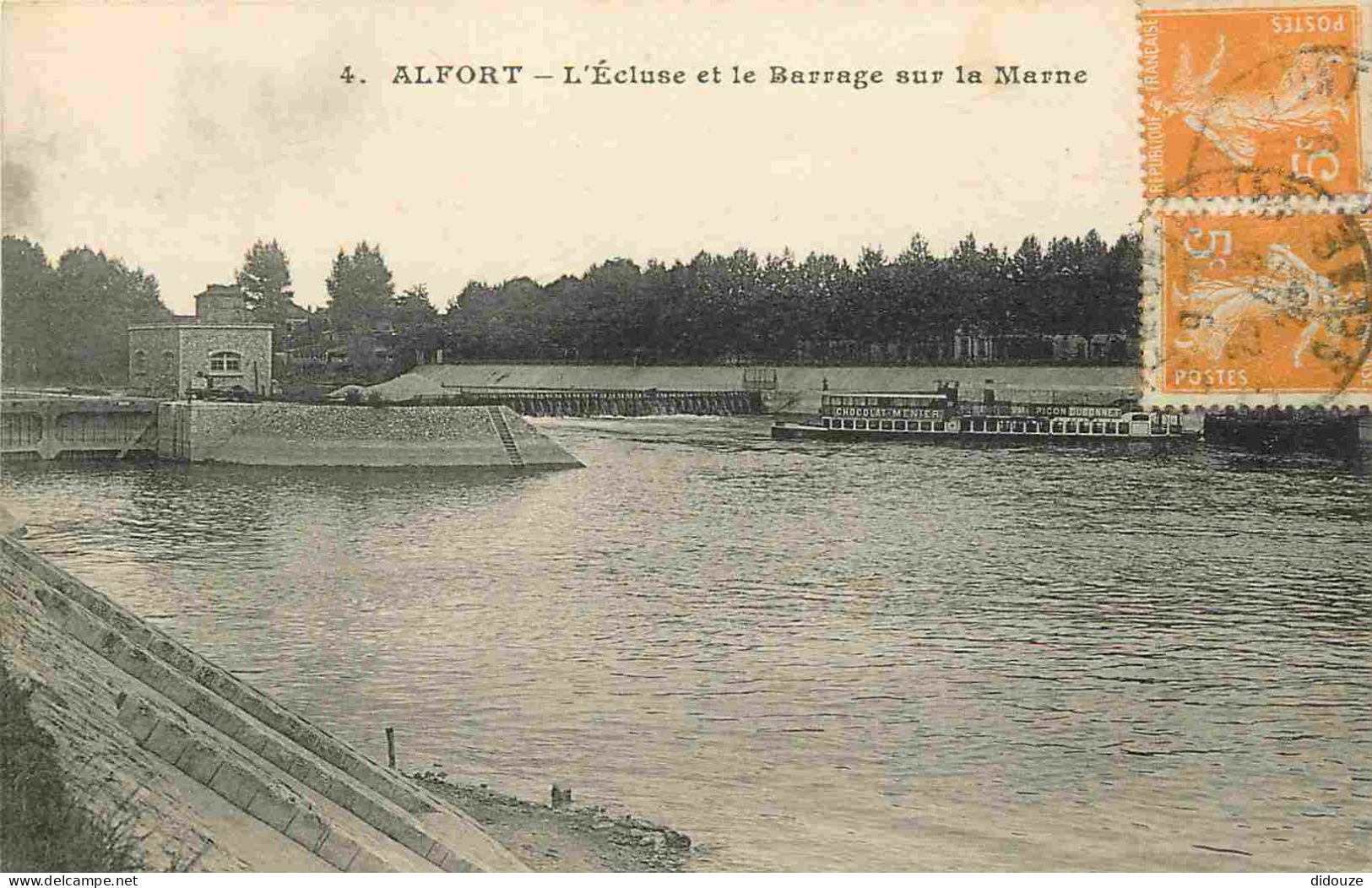 94 - Maisons Alfort - L'Ecluse Et Le Barrage Sur La Marne - CPA - Oblitération Ronde De 1923 - Voir Scans Recto-Verso - Maisons Alfort