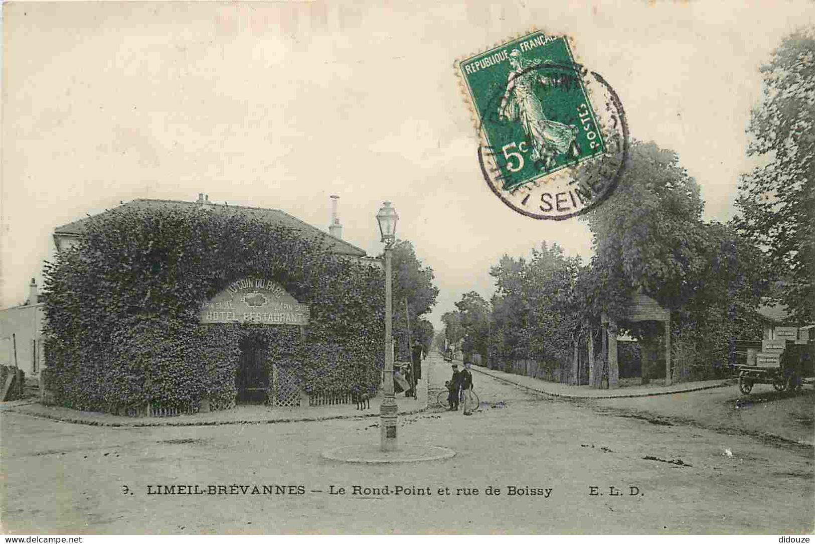 94 - Limeil Brevannes - Le Rond-Point Et Rue Des Boissy - Animée - Hotel Restaurant Au Coin Du Parc - CPA - Oblitération - Limeil Brevannes