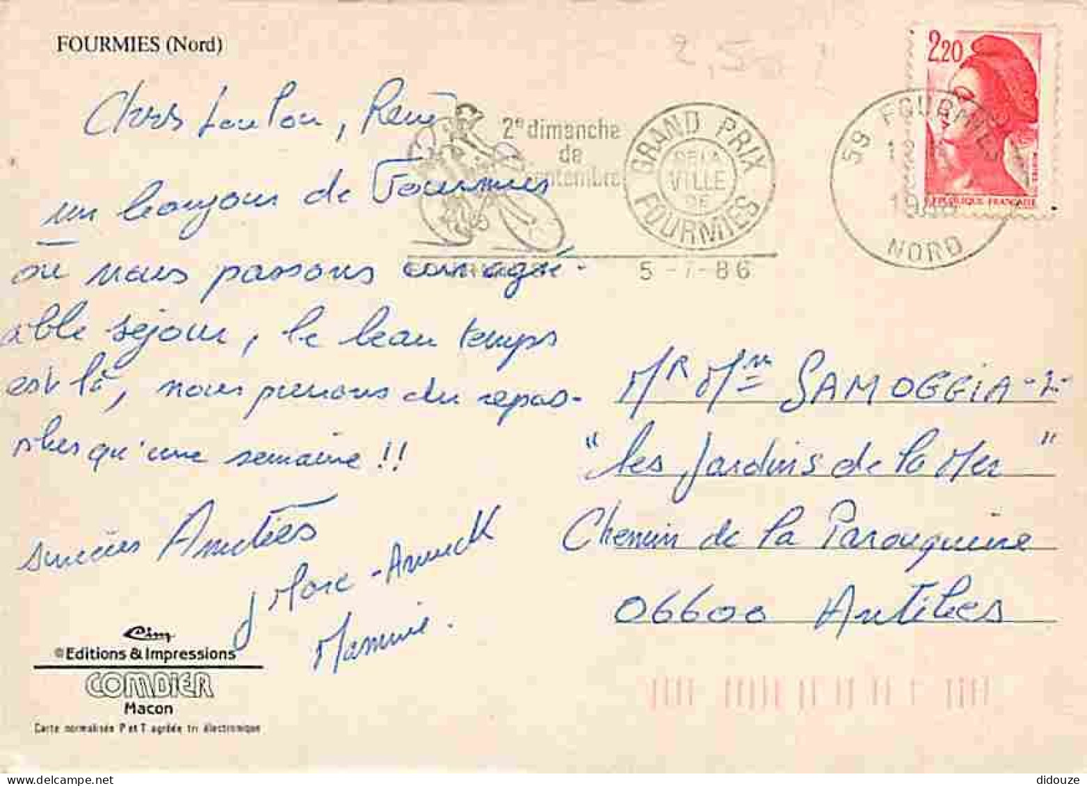 59 - Fourmies - Multivues - étang Des Moines - Flamme Postale Du Grand Prix Cycliste De Fourmies - CPM - Voir Scans Rect - Fourmies