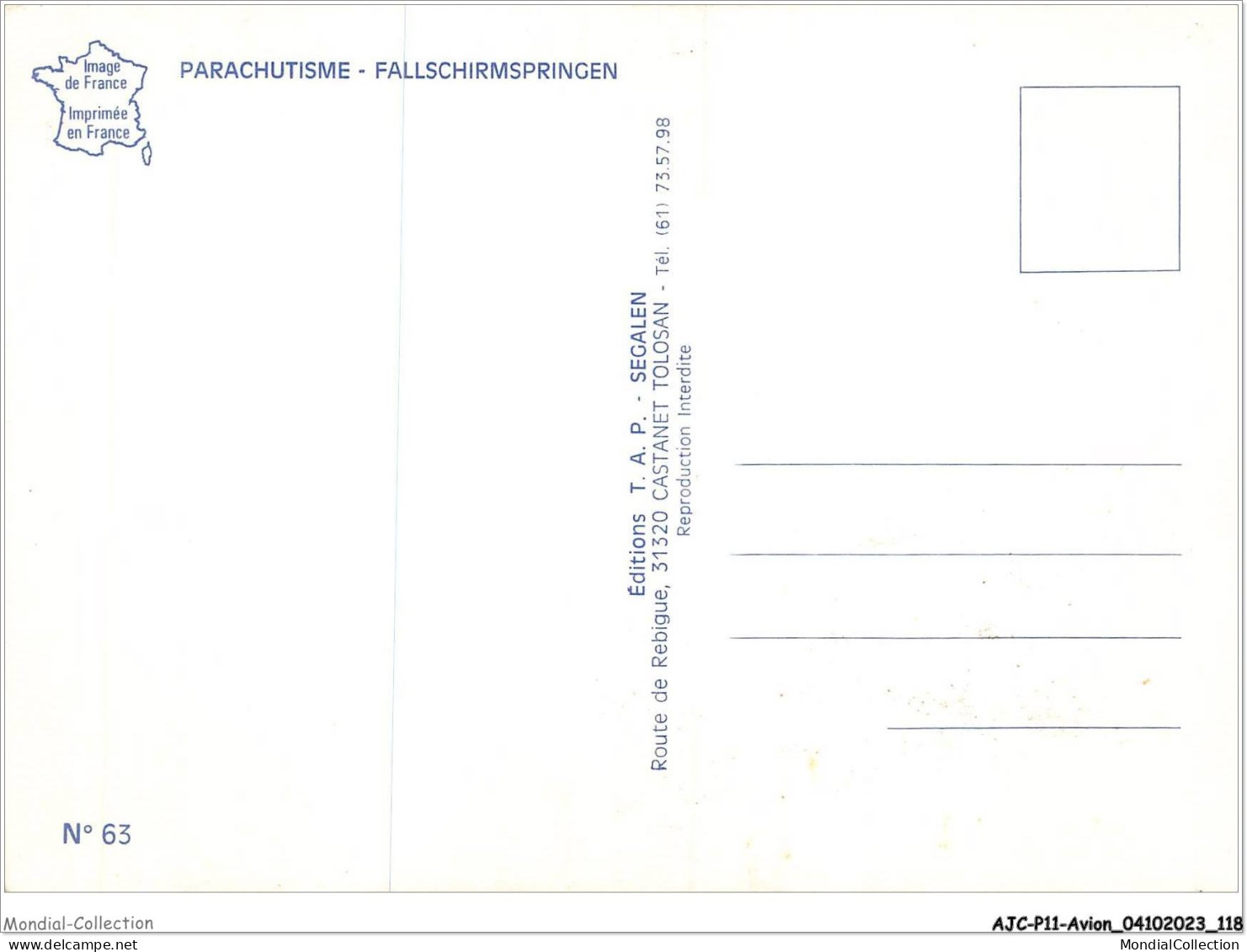 AJCP11-1076- AVION - PARACHUTISME - FALLSCHIRMSPRINGEN  - 1946-....: Era Moderna