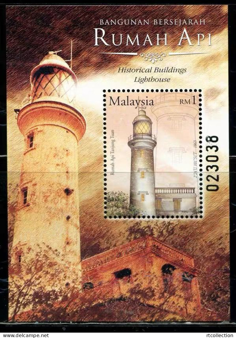 Malaysia 2004 Historical Buildings Lighthouse Lighthouses Geography Places Architecture S/S Stamp MNH - Leuchttürme