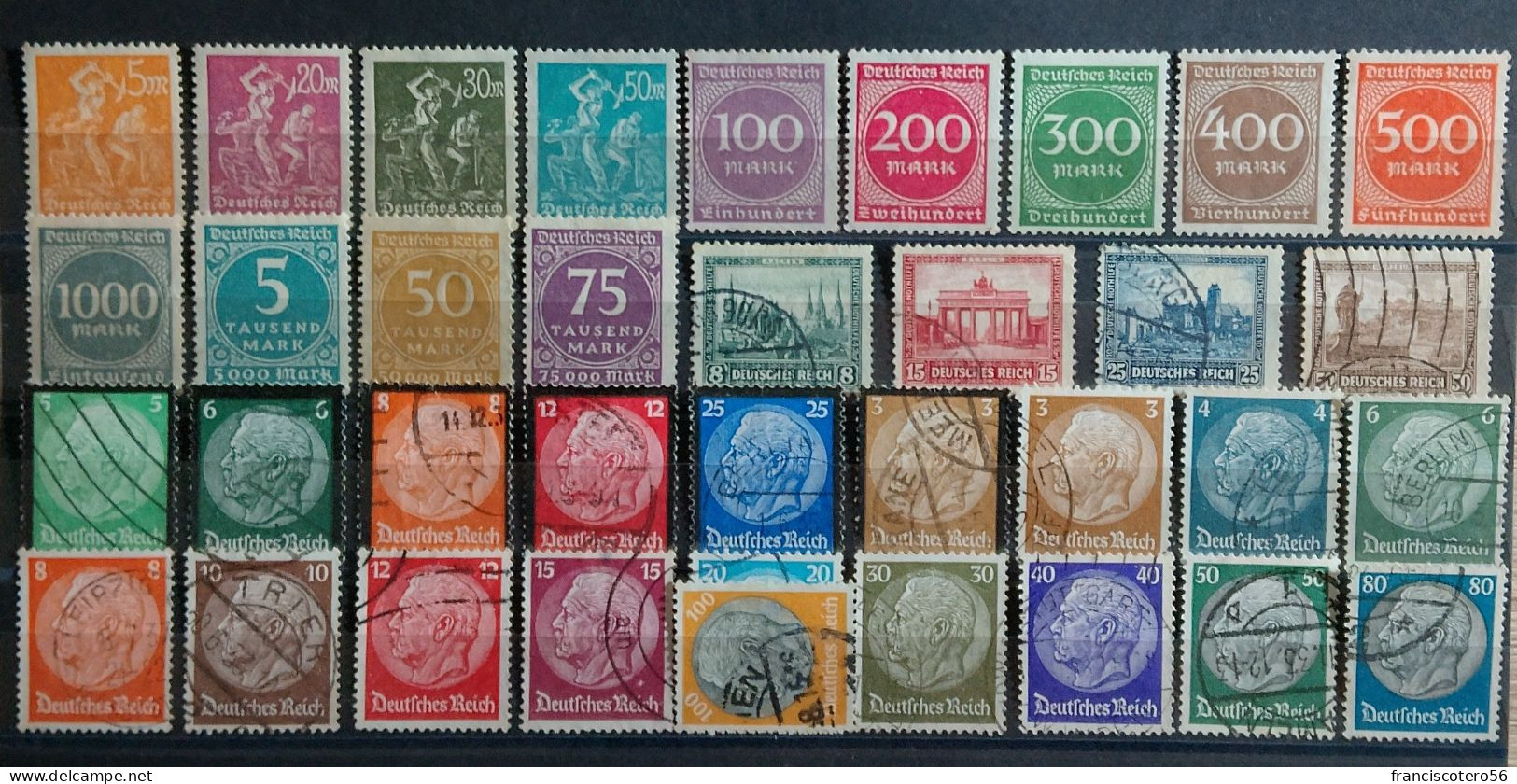 Alemania: Año. (Tipos De, 1922 - 1934). Filigrana. 126 - 36/Valores. Nuevos Sin Goma Y Usados. - Vrac (max 999 Timbres)