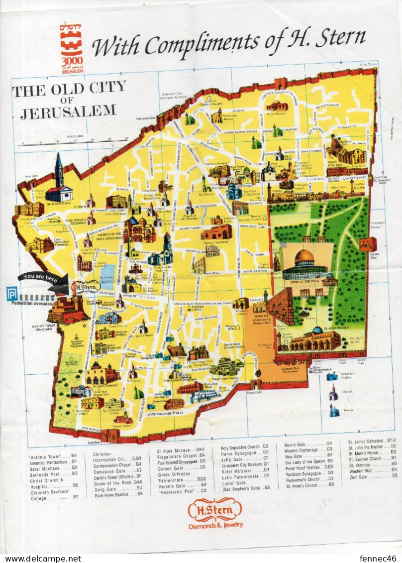 Plan - THE OLD CITY Of JERUSALEM - Edité Par H. Stern : Diamonds & Jewelry (Format A4) - Monde