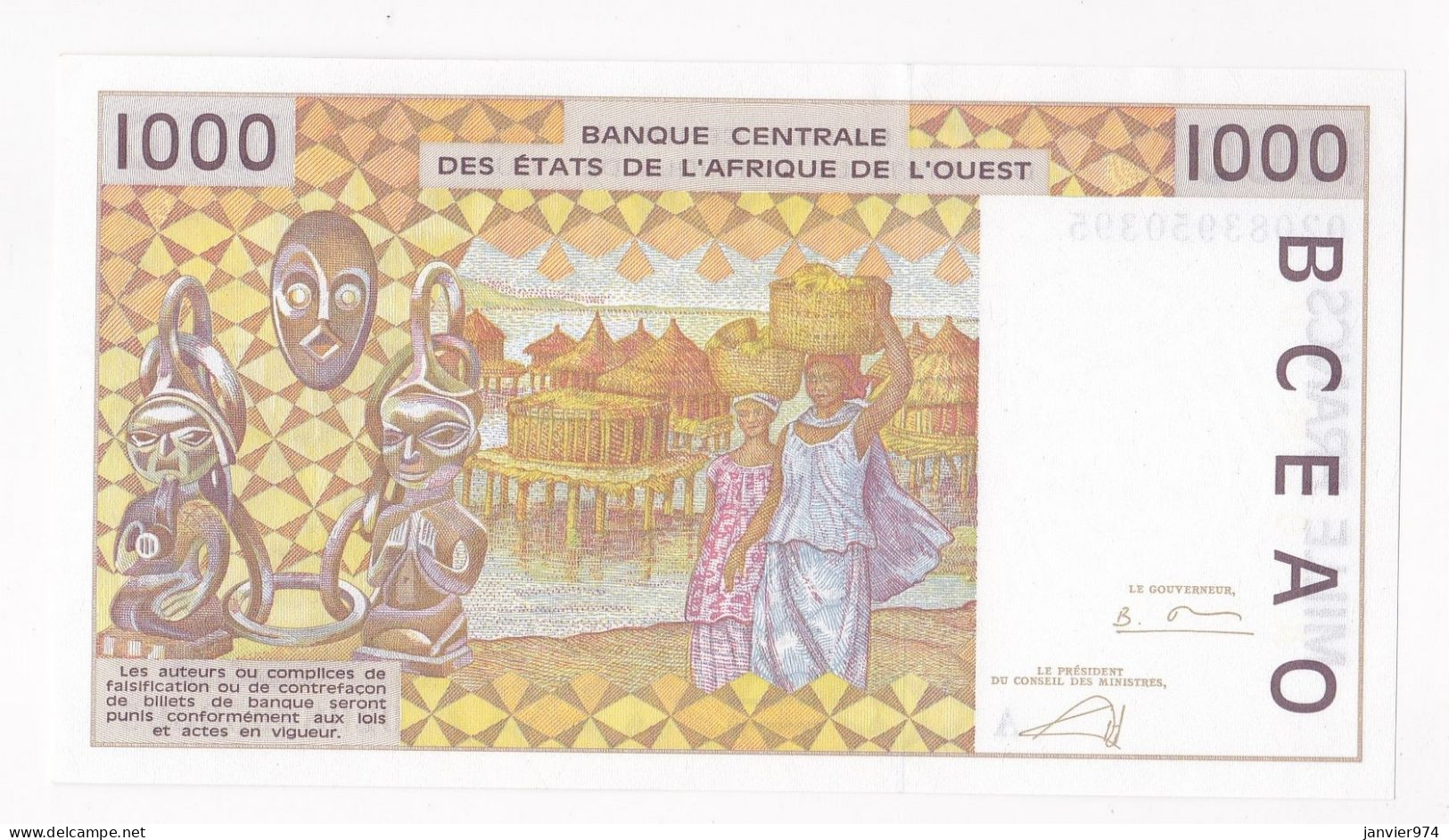 Côte D’Ivoire 1000 Francs 2002 A - Banque Centrale Des Etats De L'Afrique De L'Ouest. Billet Neuf UNC - Côte D'Ivoire
