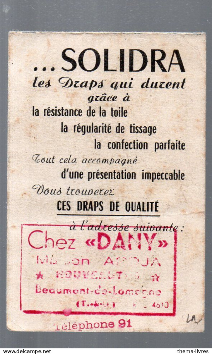 Calendrier 1952  SOLIDRA (draps) (voir La  Description)  (PPP47024) - Small : 1941-60