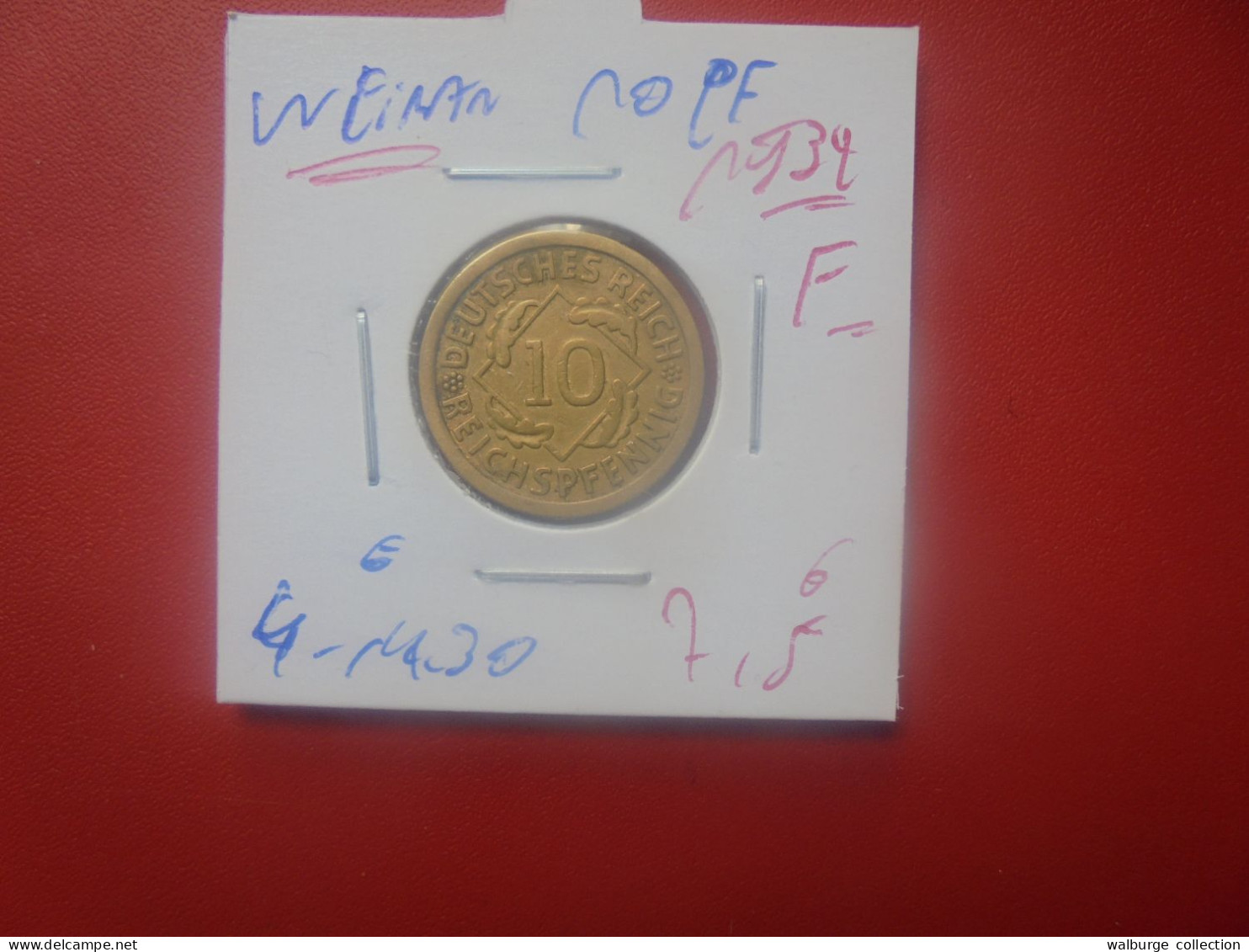 Rép. De Weimar 10 Pfennig 1932 "F" (A.12) - 10 Rentenpfennig & 10 Reichspfennig