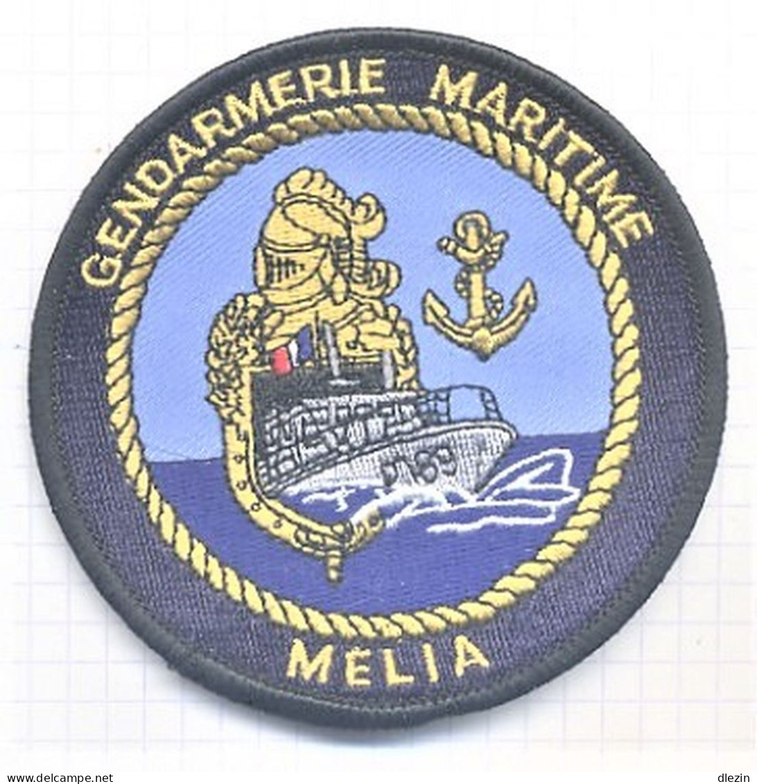 Gendarmerie Maritime. Sigle "Maritime", Vedette "Le Mélia". "P 789". Titre D'épaule Tissu Brodé. - Esercito